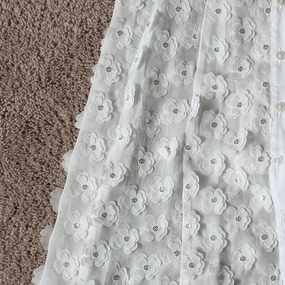 Anthropologie X Porridge 3-D White Floral Shirt Dress - Picture 3 of 4